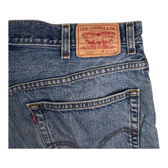 Levi's 505 Jeans Mens 38x34 Blue Denim Straight Leg Zip Fly Classic Fit 2002 - Picture 3 of 9